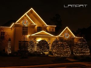 A house with solar powered Christmas lights